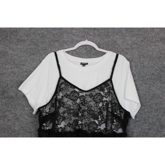 Torrid Top Women's Size 2 Peplum Ruffle Cami 2Fer Top White and Black - Picture 2 of 11